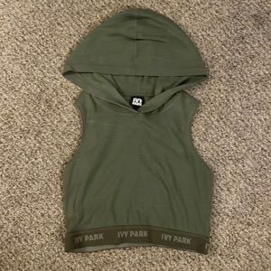 Green ivy park hooded workout top